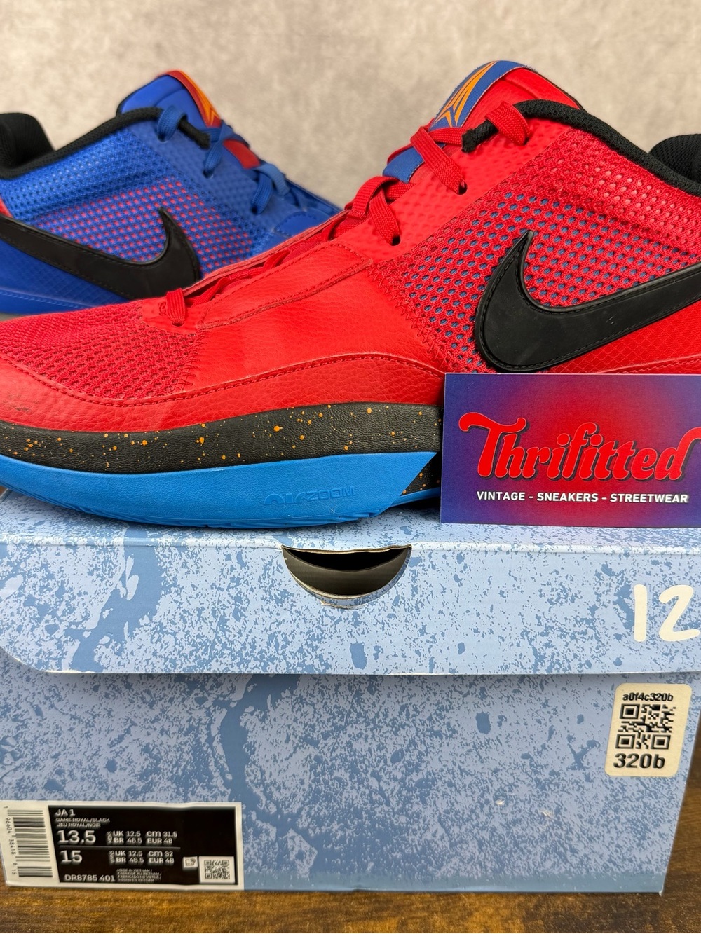 Nike Ja 1 Hunger Size 13.5 DR8785-401 Red Blue Men’s Basketball Sneakers OG Rare